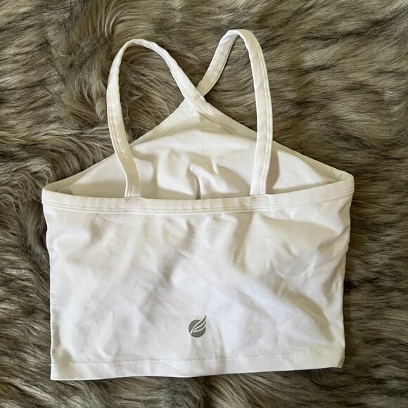 柳歌带胸垫交叉吊带 LIULGGOER Women Cross Crop Top with Built in Bra, White, Size M - Picture 2 of 5